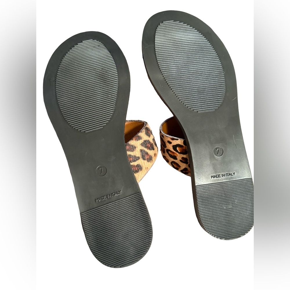 Kenneth Cole NWT Sz 7 Leather Leopard Print Slide Sandals in Brown and Tan SH300 - Picture 8 of 13